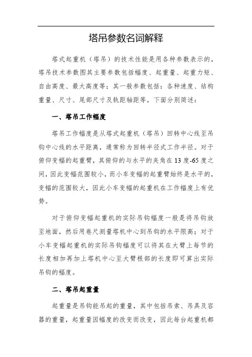 塔吊参数名词解释