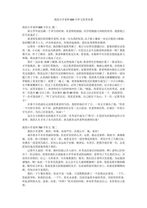 我的小学老师800字作文优秀5篇