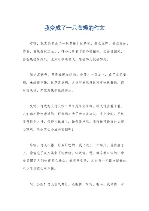 我变成了一只苍蝇的作文