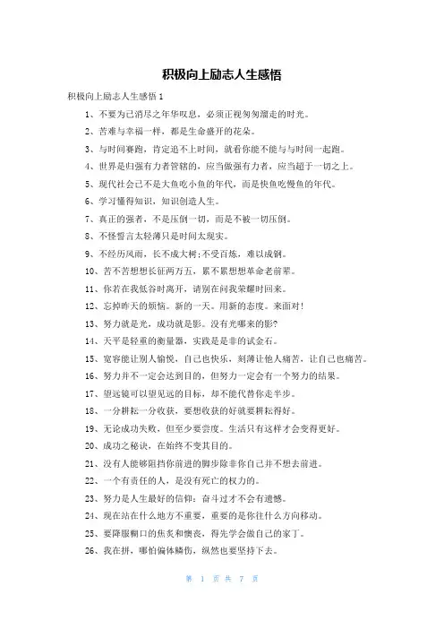积极向上励志人生感悟