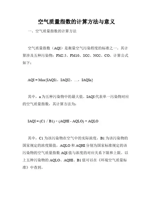 空气质量指数的计算方法与意义