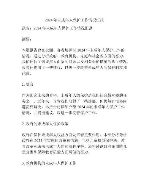 2024年未成年人保护工作情况汇报