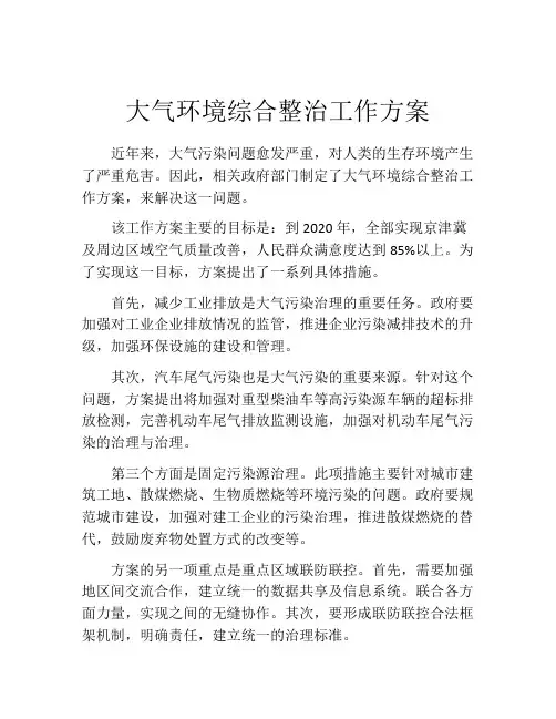 大气环境综合整治工作方案