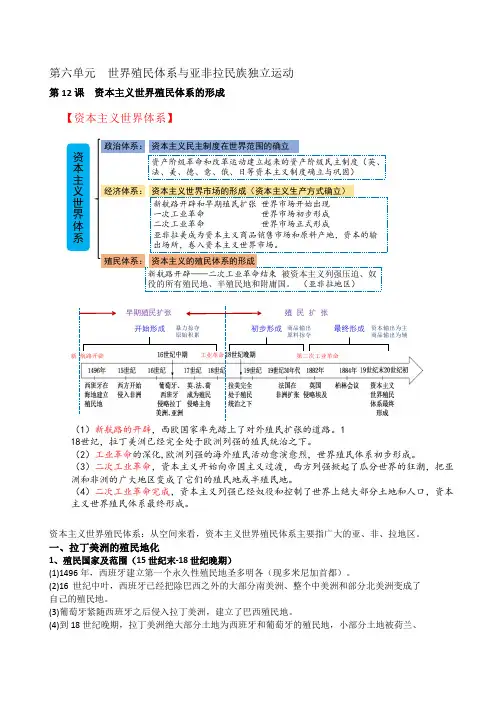 高中中外历史纲要下册第12课知识提纲