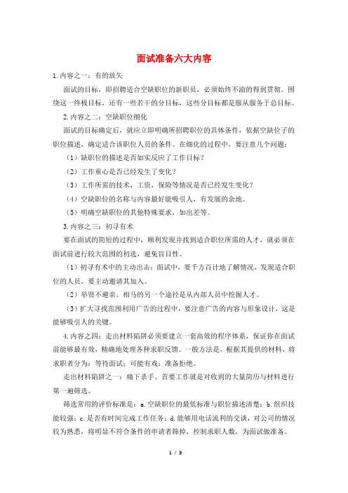 面试准备六大内容