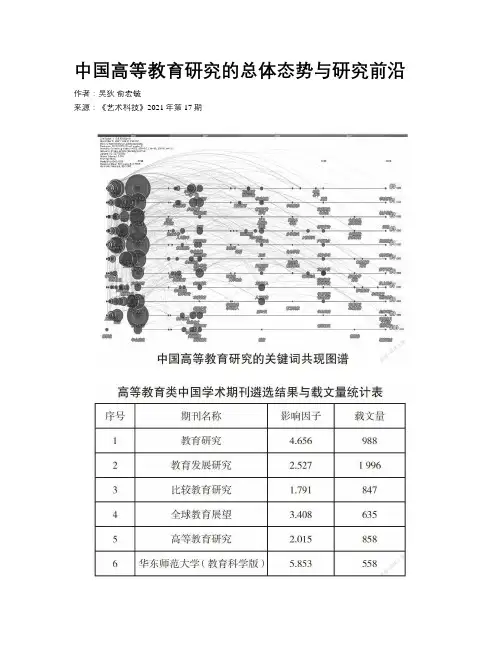 中国高等教育研究的总体态势与研究前沿