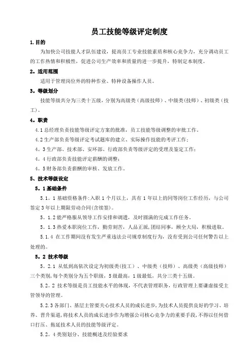 员工技能等级评定制度