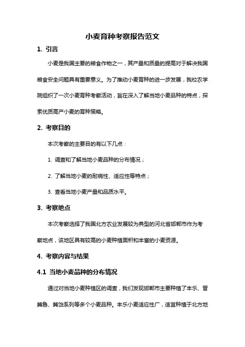 小麦育种考察报告范文