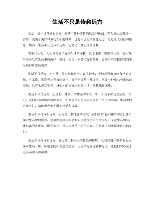 生活不只是诗和远方