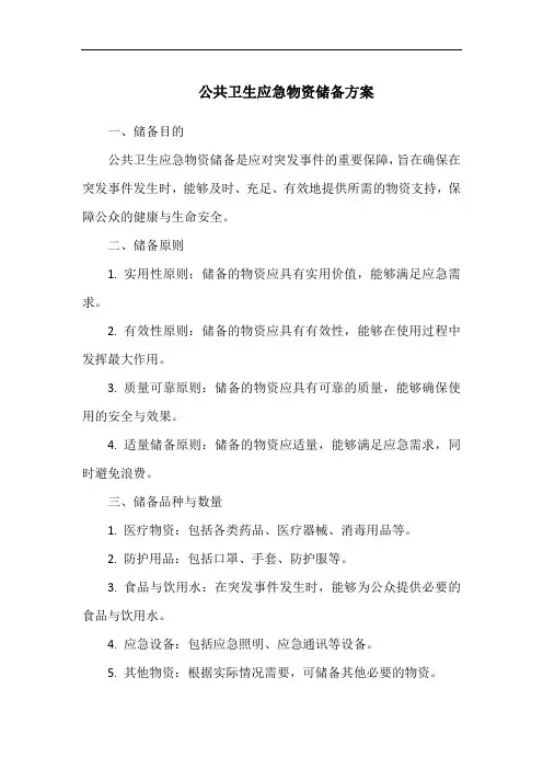 公共卫生应急物资储备方案
