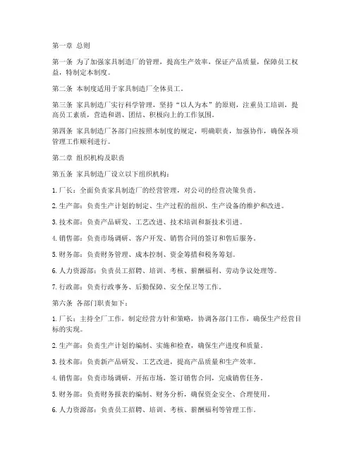 家具制造厂管理制度