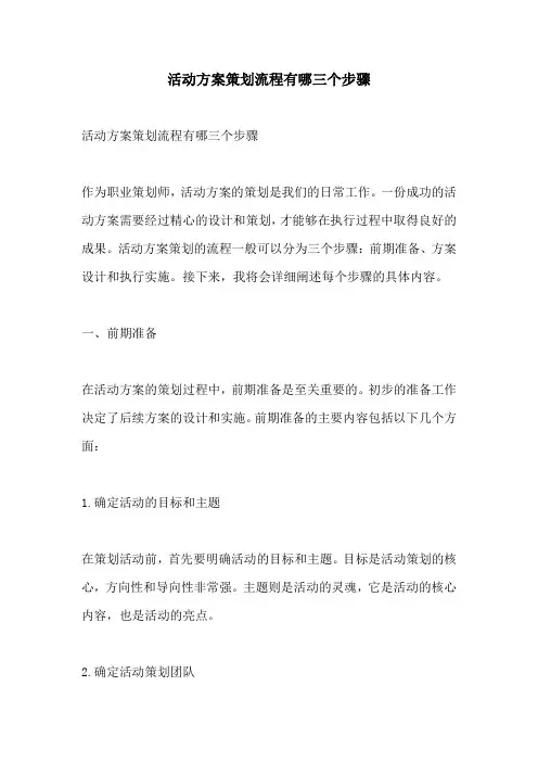 活动方案策划流程有哪三个步骤