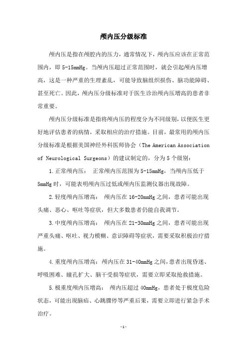 颅内压分级标准