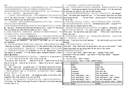 初中英语宾语从句之直接引语和间接引语