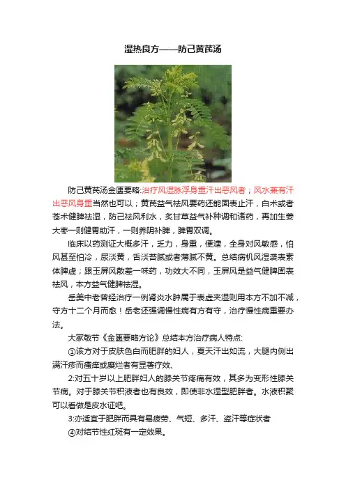 湿热良方——防己黄芪汤