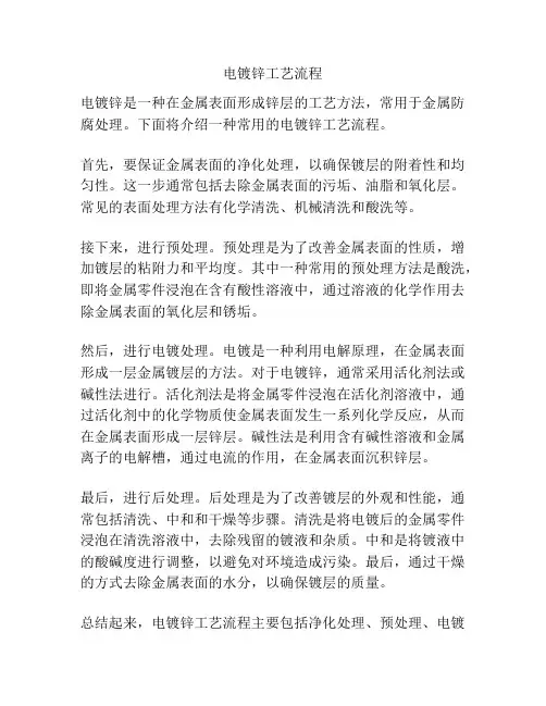 电镀锌工艺流程