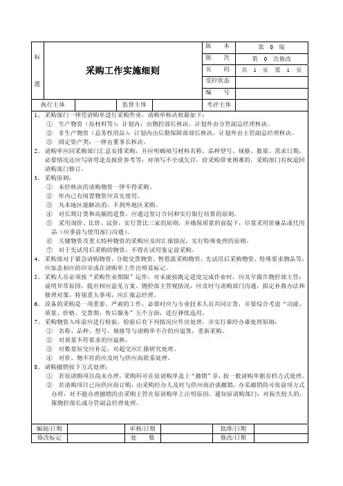 采购工作实施细则
