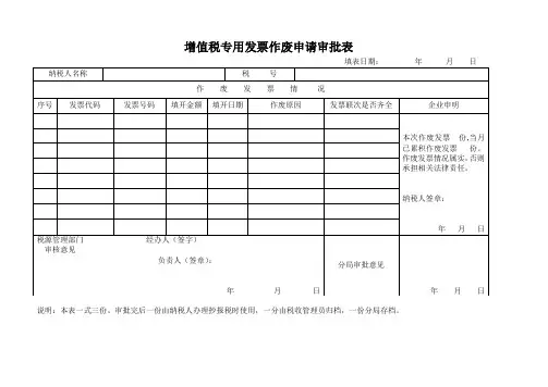 专用发票作废申请审批表