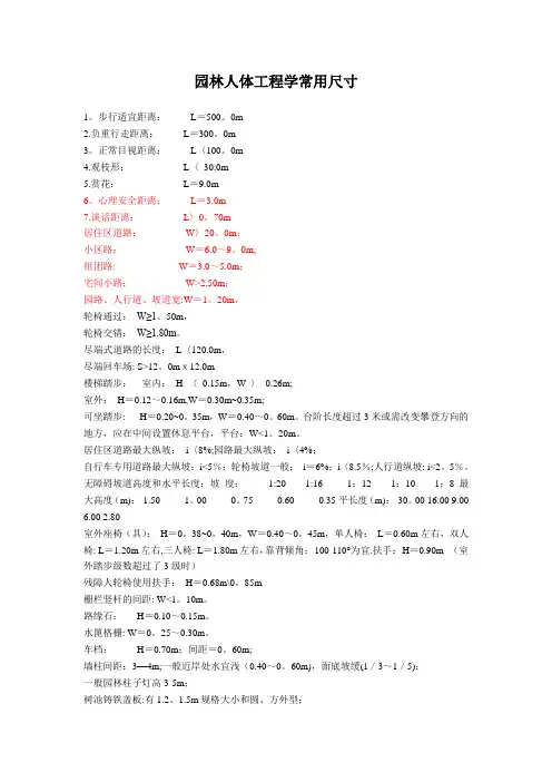 景观设计必备尺寸知识
