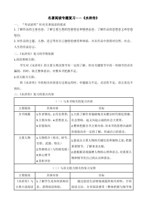 《水浒传》复习教学设计与学案
