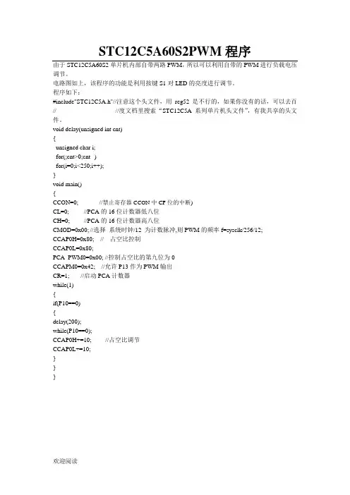 STC12C5A60S2单片机PWM程序