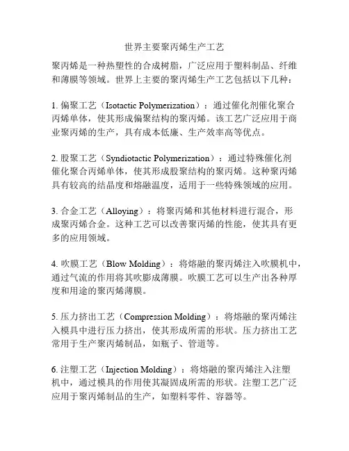 世界主要聚丙烯生产工艺