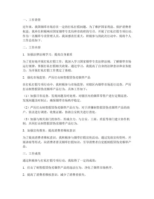 打私打假个人工作总结