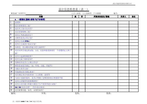 设计信息检查表(1.0版)