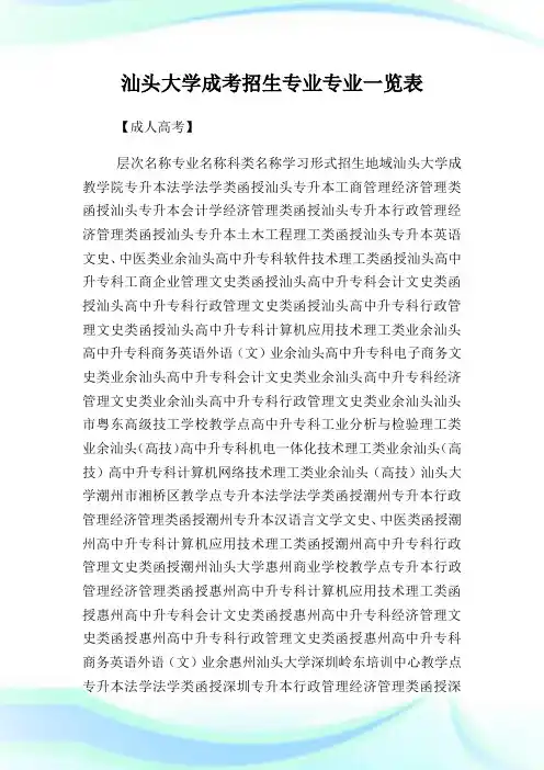 汕头大学成考招生专业专业1览表.doc
