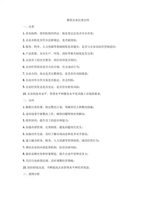 微型企业自查自纠