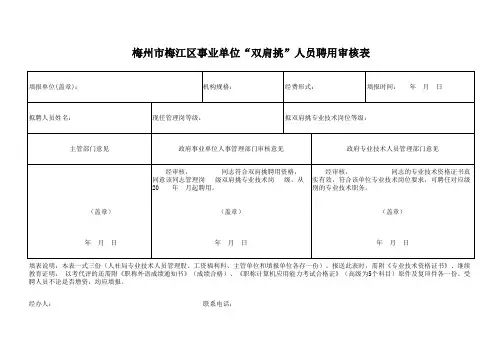双肩挑人员聘用审核表