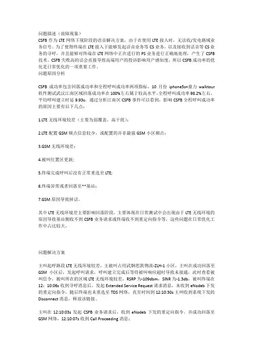 通过提升LTE网络质量优化CSFB成功率的案例