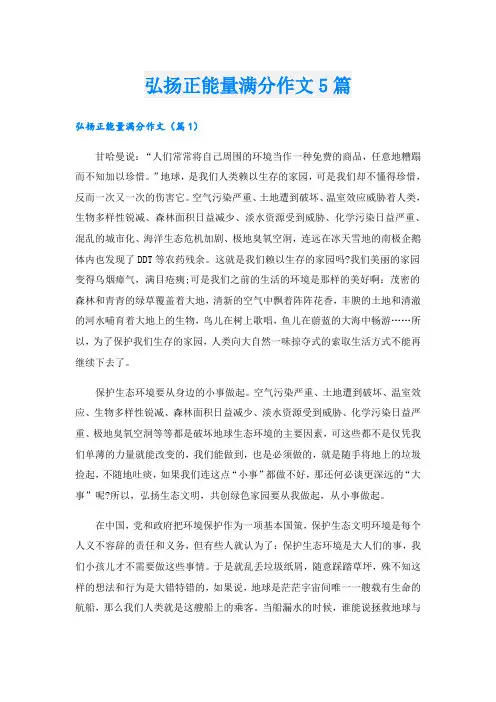 弘扬正能量满分作文5篇