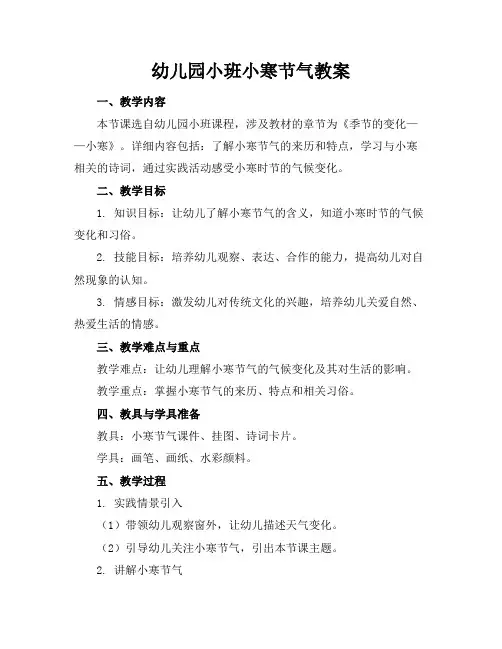 幼儿园小班小寒节气教案