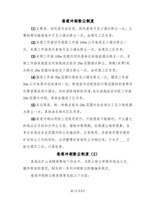 巷道冲刷粉尘制度（5篇）