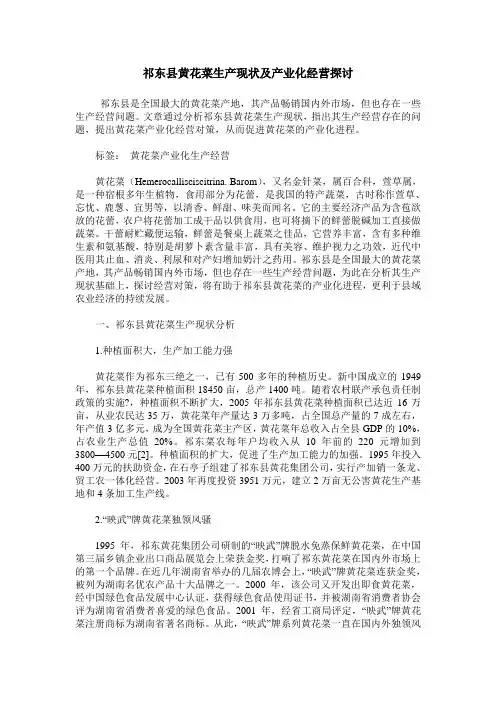 祁东县黄花菜生产现状及产业化经营探讨