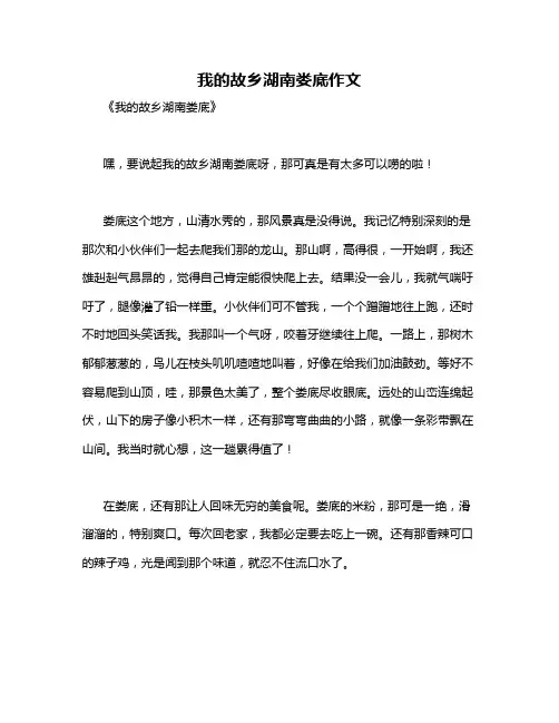 我的故乡湖南娄底作文