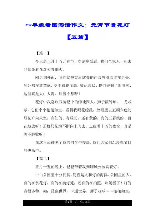 一年级看图写话作文：元宵节赏花灯【五篇】.doc