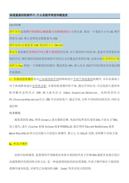 高通量基因组测序中测序深度覆盖度