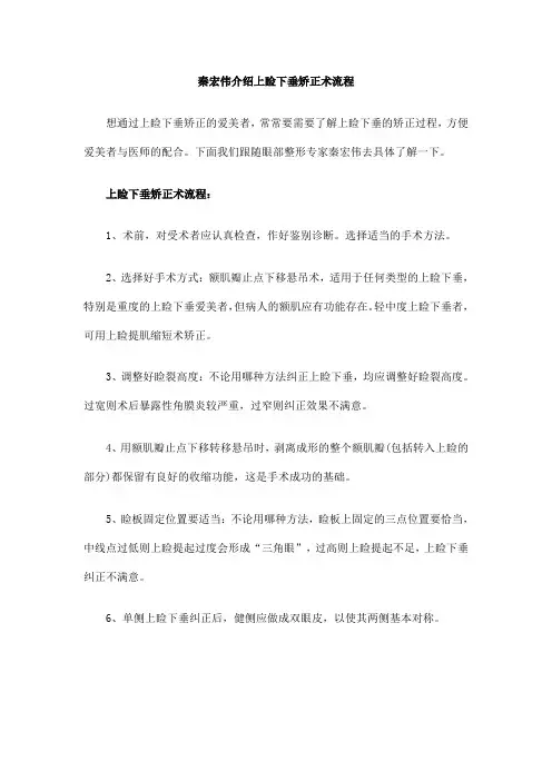 秦宏伟介绍上睑下垂矫正术流程