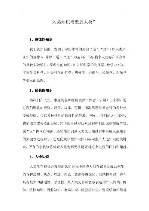 人类知识模型五大类”