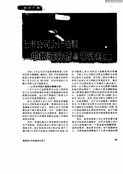 上市公司会计造假的根源分析与审计对策