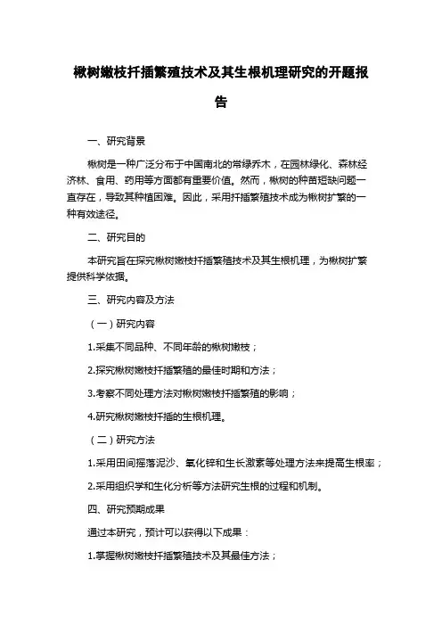 楸树嫩枝扦插繁殖技术及其生根机理研究的开题报告