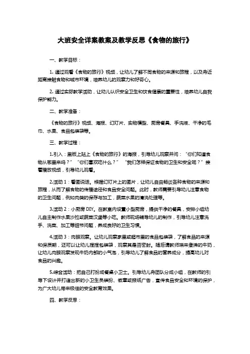 大班安全详案教案及教学反思《食物的旅行》