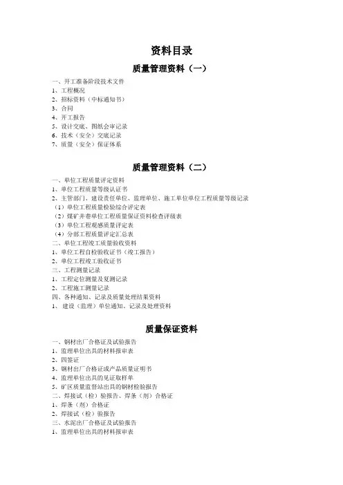 矿建资料目录(1)