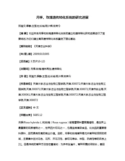 月季、玫瑰遗传转化系统的研究进展