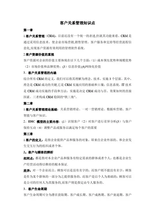 客户关系管理知识点