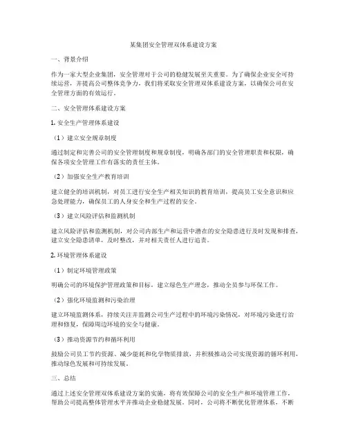 某集团安全管理双体系建设方案