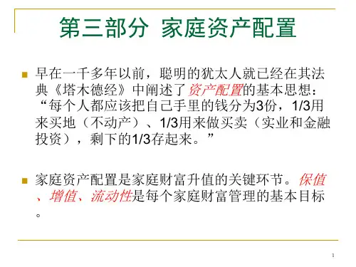 财富管理家庭资产配置PPT参考幻灯片
