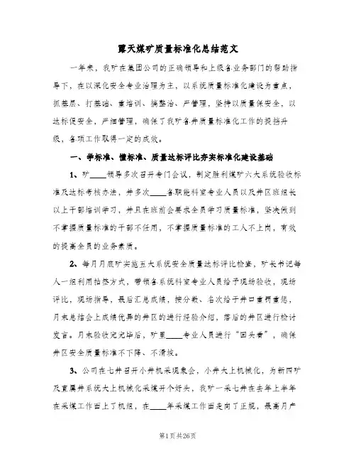 露天煤矿质量标准化总结范文(4篇)